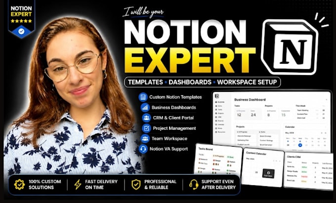 create notion template, notion dashboard, notion workspace, notion expert and va