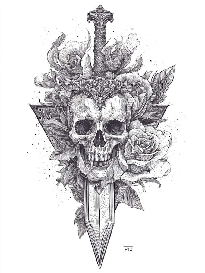 create floral tattoo illustration with elegant