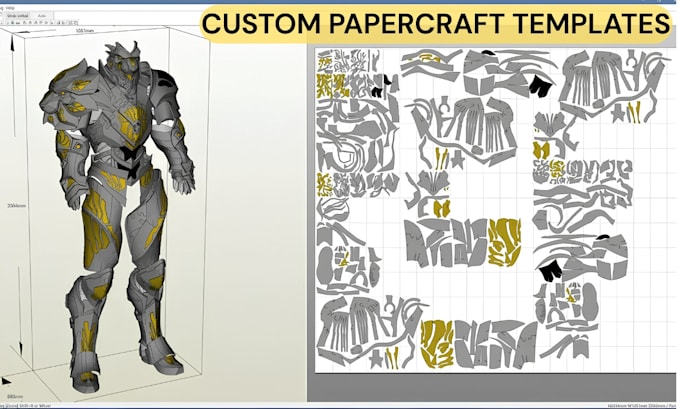 create custom printable low poly papercraft templates for props, cosplay and toy