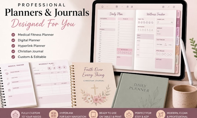 design medical planner, prayer journal, hyperlink planner, christian journal