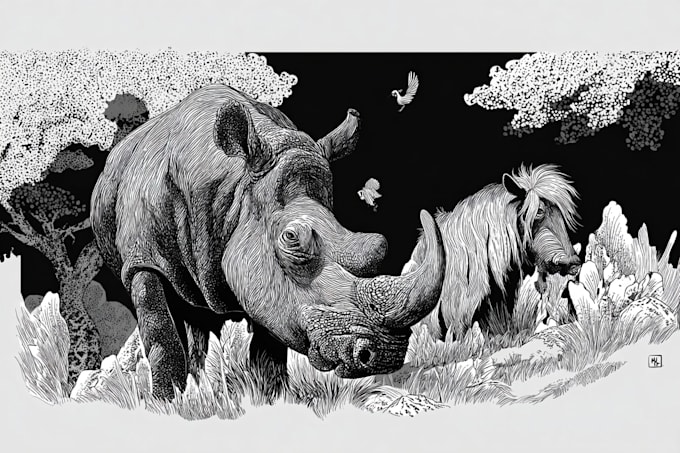 draw simple black and white illustration