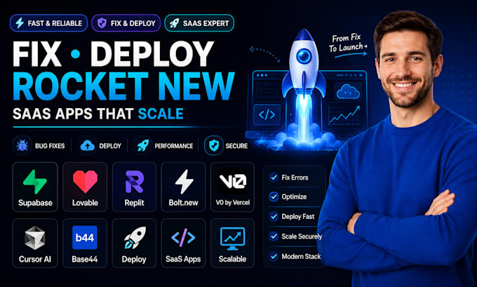 fix deploy rocket new lovable replit bolt supabase v0 cursor ai base44 saas apps
