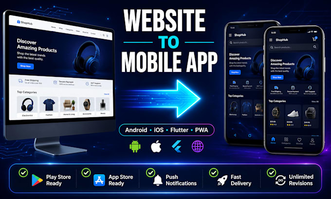 convert website to app or app to website professionally