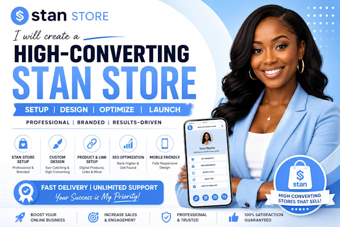 create, design, redesign and optimize a high converting stan store