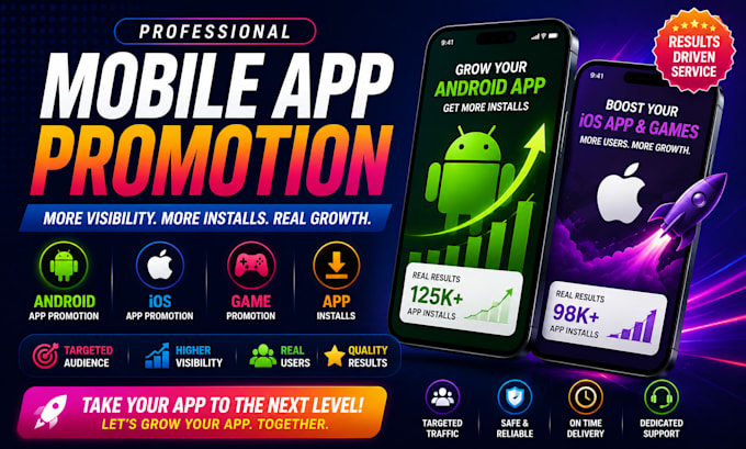 do android mobile app promotion, game prom0tion, app installs, ios app promotion