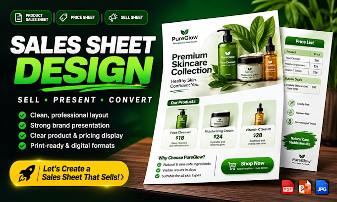 redesign product sales sheet redesign price sheet, sell sheet design price sheet