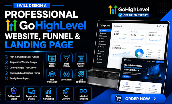 design professional gohighlevel website funnel  landing page