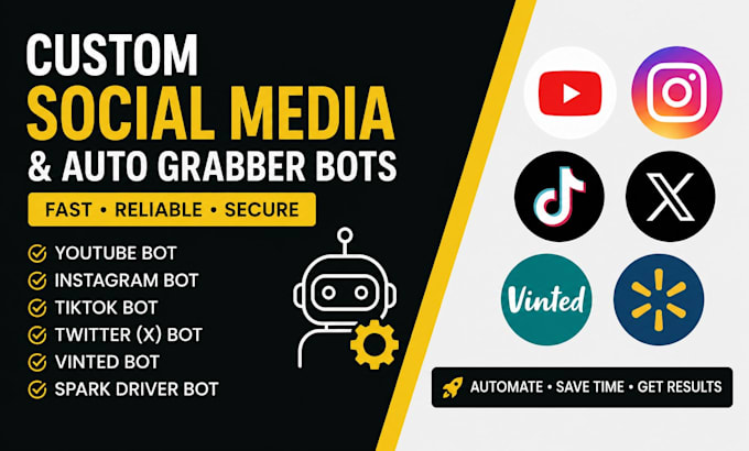 create social media bot tiktok bot, instagram api bot, youtube bot twitter x bot