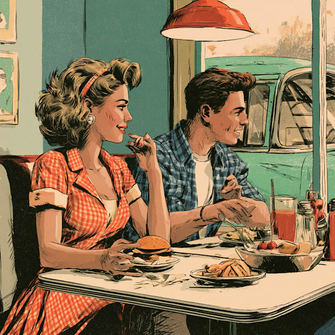 create unique vintage artwork, retro comic for merchandise