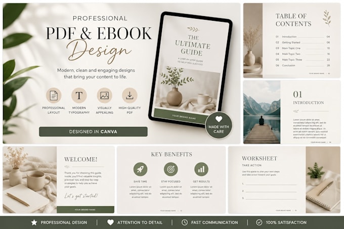 design a professional ebook, workbook or PDF in canva