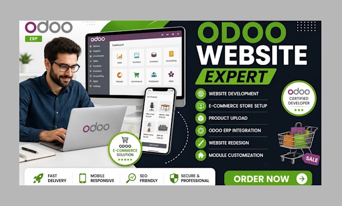 develop, design, redesign, odoo website upload product odoo ecommerce odoo erp