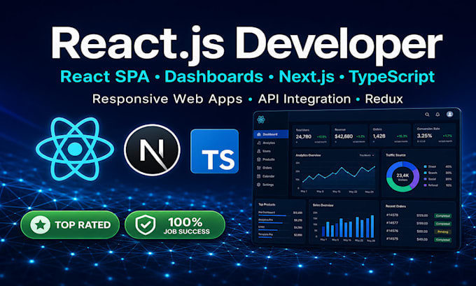 build react js spa admin dashboard and web app with api integration