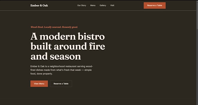 build modern bistro website  restaurant landing page design