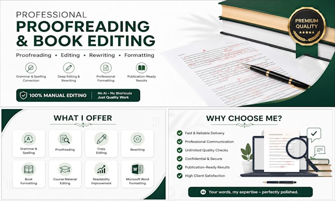 proofread, edit, rewrite and format your book professionally