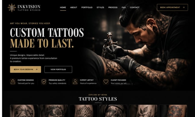 build tattoo artist portfolio website tattoo studio art website
