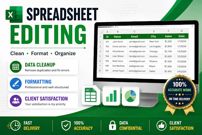 do excel data cleaning, formatting and spreadsheet editing