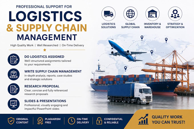 do logistics assigned, write supply chain management, slides, proposals ,masters