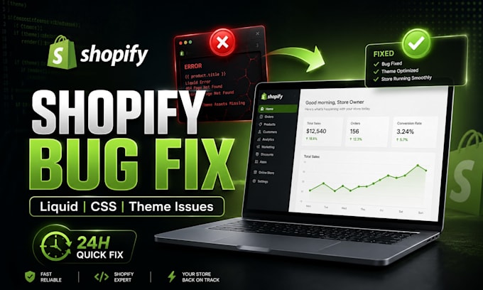 fix shopify store issues, customize liquid code and errors