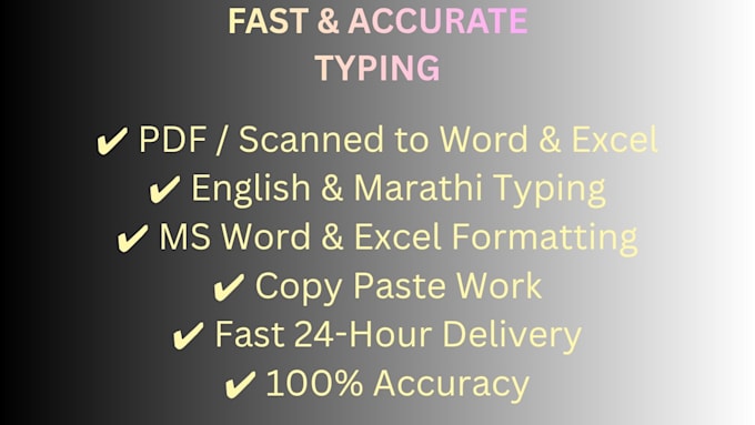do fast english and marathi typing and ms office work