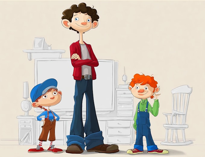 draw cartoon character flat design illustration