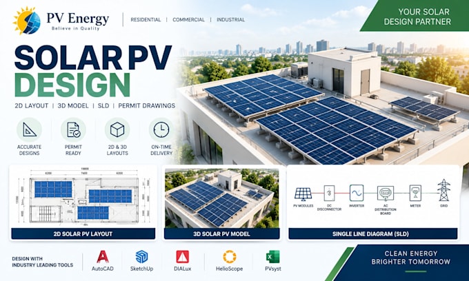 design 2d and 3d solar pv layout