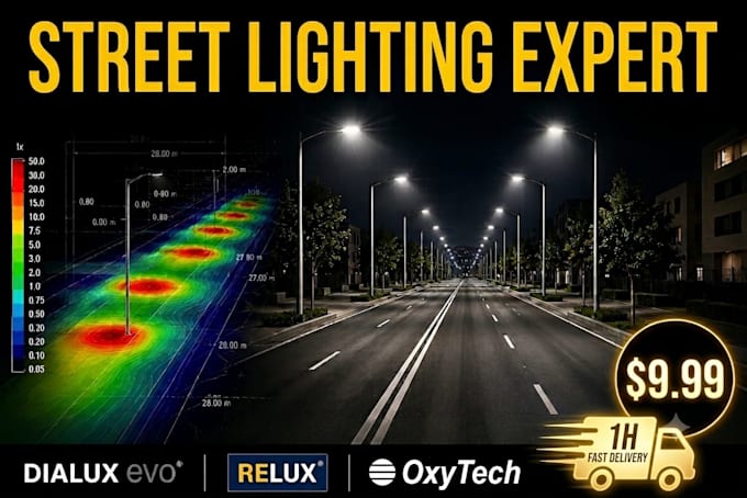 do fast road and street lighting photometric calculation in 1 hour