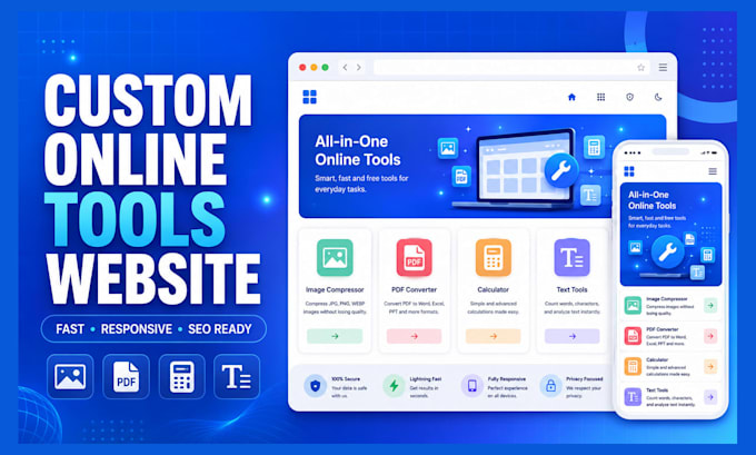 develop a custom online tools website with technical SEO