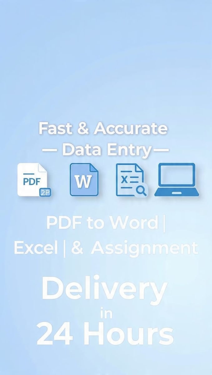 data entry, pdf to word, excel and assignment writing