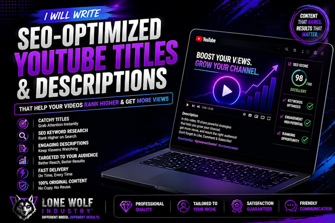 write SEO optimized youtube video titles and descriptions