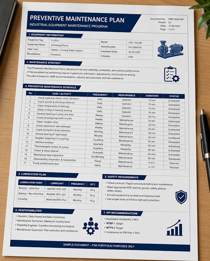 create preventive maintenance plans and pm schedules