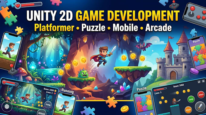 develop unity 2d game, platformer, puzzle, mobile game in unity