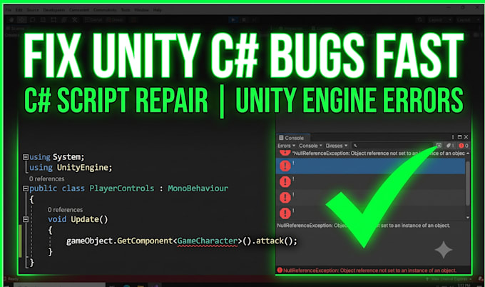 fix csharp code bugs and script errors in your unity game