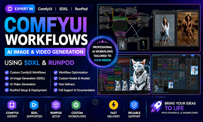 create comfyui workflows for ai image and video generation using sdxl and runpod