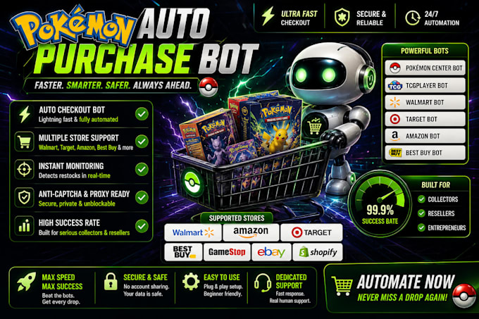 build a pokémon bot auto purchase bot target bot auto checkout bot walmart bot