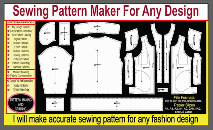 create sewing patterns for sportswear garments