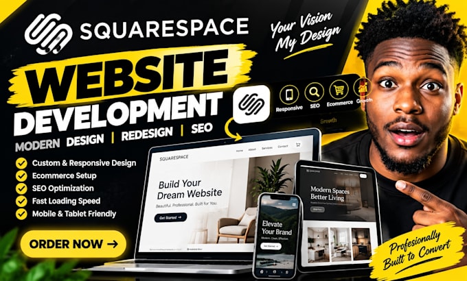 squrespace website development modern website design redesign square space seo