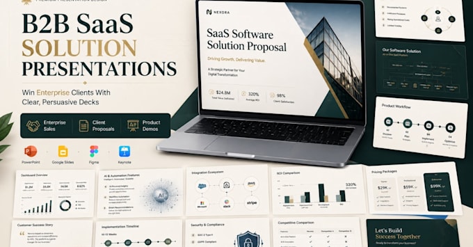 design b2b saas software solution presentation that wins clients