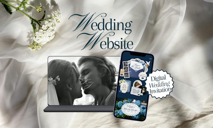 create a modern digital wedding invitation website with rsvp