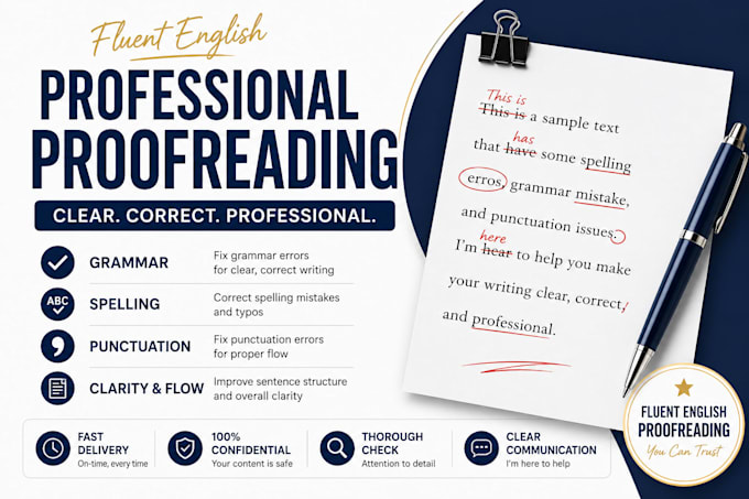 proofread and edit your documents for error free english