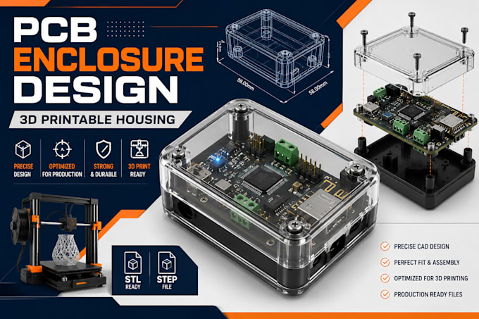 design pcb enclosure electronic housing and plastic product for 3d printing