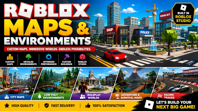 build roblox game maps, cities and optimized environments