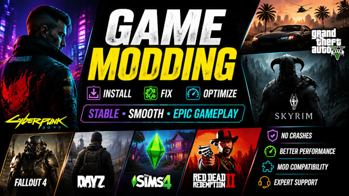 create optimize install fix cyberpunk 2077 gta 5 skyrim fallout 4 mods dayz mod