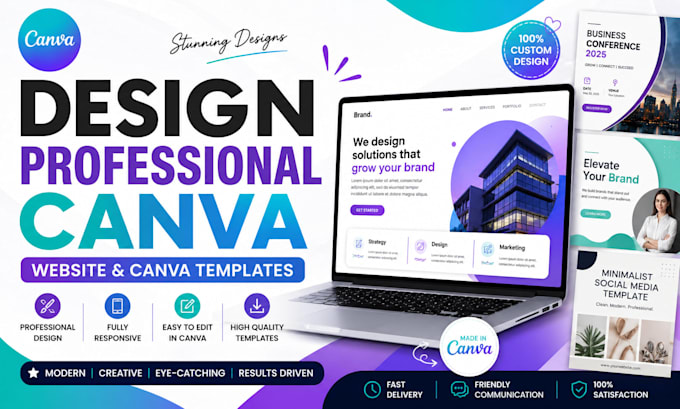 design professional canva website, canva template