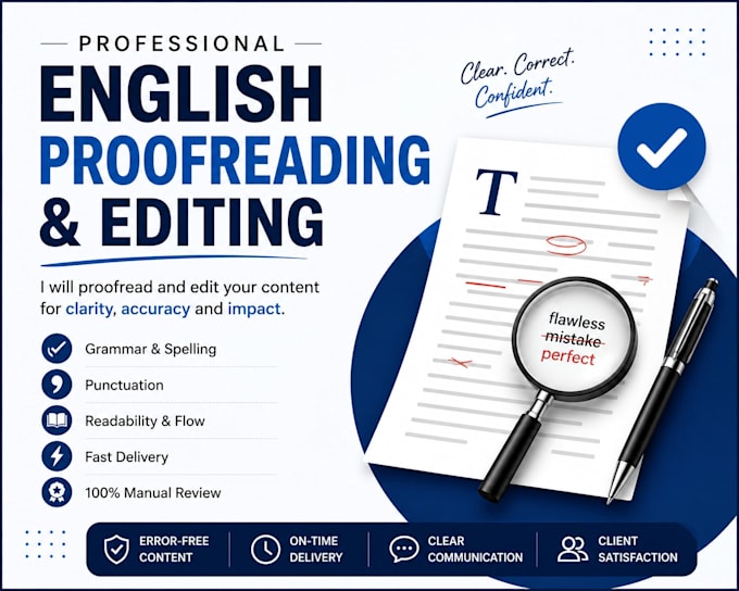 proofread, edit and fix grammar in your english document