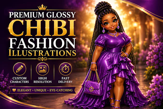 creat premium glossy airbrush chibi illustrations from your photo