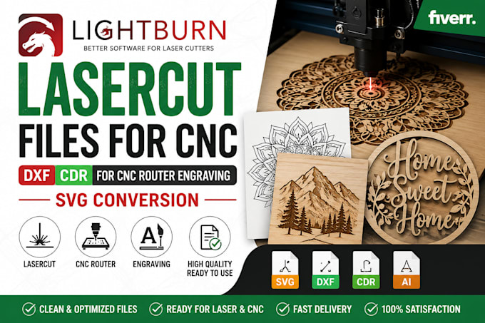 create lightburn lasercut files dxf cdr for cnc router engraving svg conversion