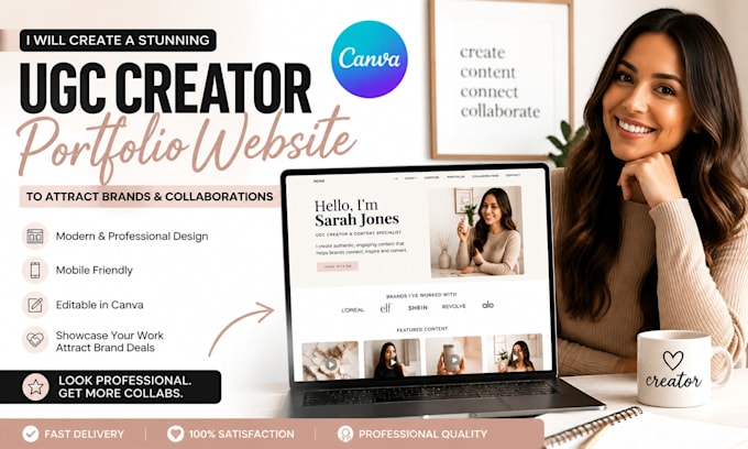 create canva ugc portfolio website for creators and influencers