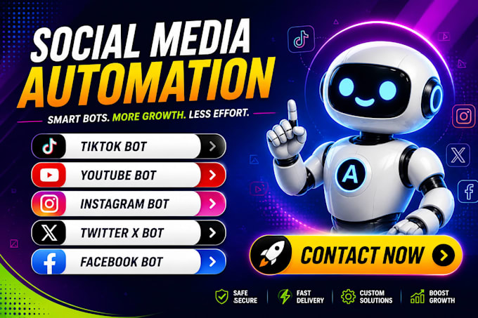 develop instagram api bot, tiktok bot, youtube bot  and twitter x automation bot