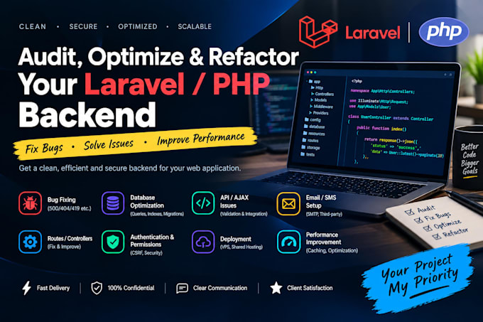 fix laravel bugs, PHP errors and broken website features