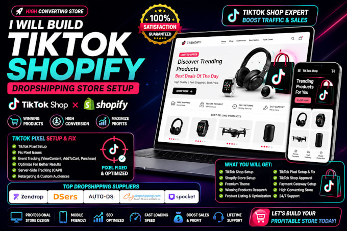 build tiktok shopify dropshipping store setup tiktok shop fix pixel